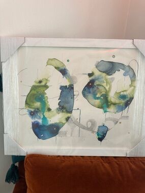 Abstract Watercolor Wall Art in Blue and Green